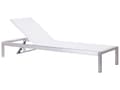 Miniatyrbillede 1 af 9: Solseng Hvid Sølv Anodiseret Aluminium og Tekstil 198 x 64 cm Liggestol med Justerbar Nakkestøtte Vedligeholdelsesfri til Udendørs Terrasse