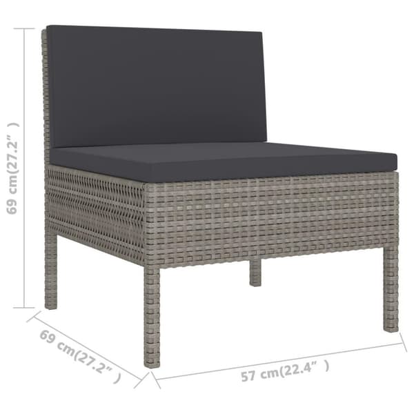 vidaXL havestole 3 stk. med hynder polyrattan grå