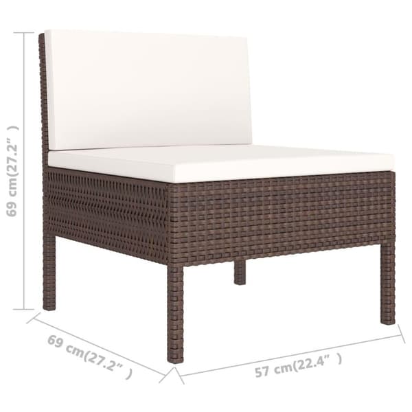 vidaXL havestole 3 stk. med hynder polyrattan brun