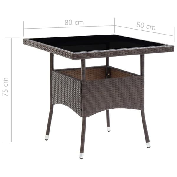 vidaXL havebord polyrattan brun