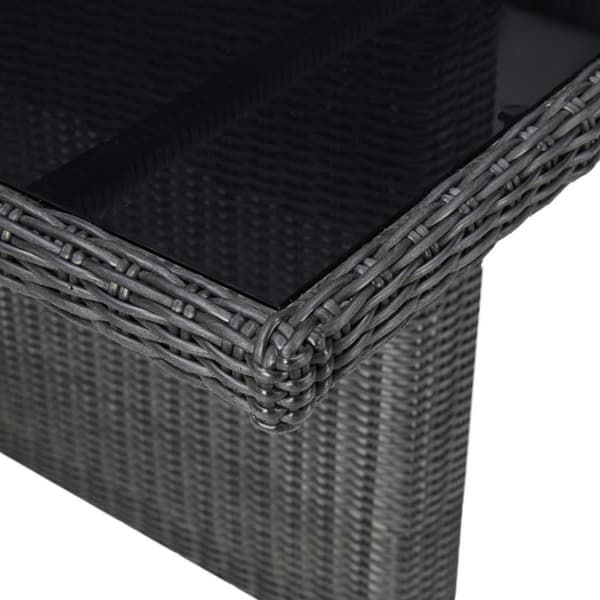 vidaXL havebord 200x100x74 cm glas og polyrattan sort