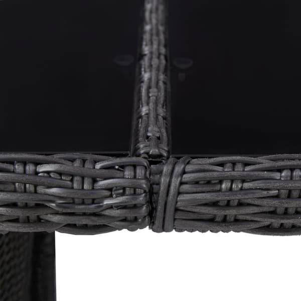 vidaXL havebord 200x100x74 cm glas og polyrattan sort