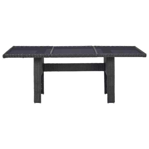 vidaXL havebord 200x100x74 cm glas og polyrattan sort