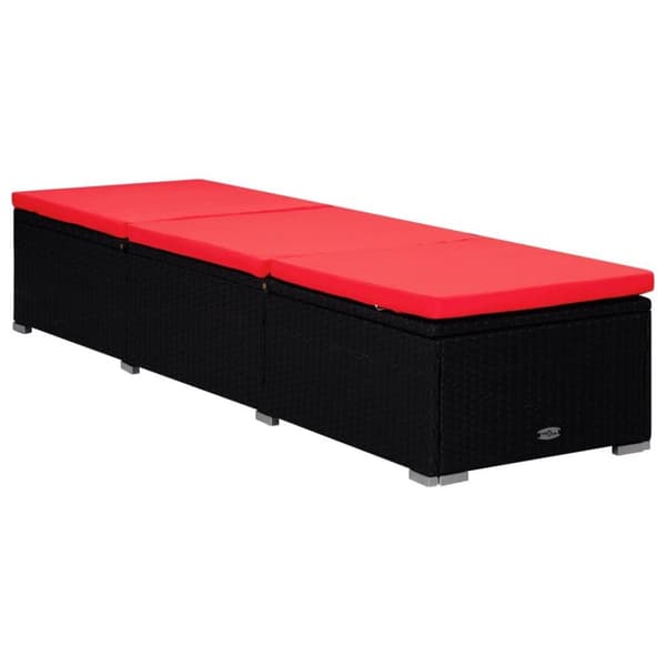 vidaXL Solsäng med dyna & sidobord konstrotting röd