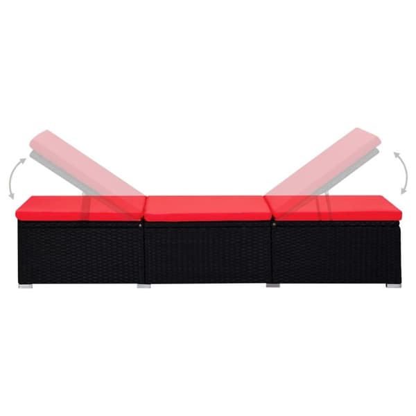 vidaXL Solsäng med dyna & sidobord konstrotting röd