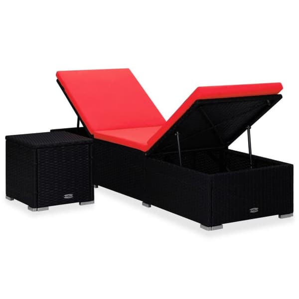 vidaXL Solsäng med dyna & sidobord konstrotting röd
