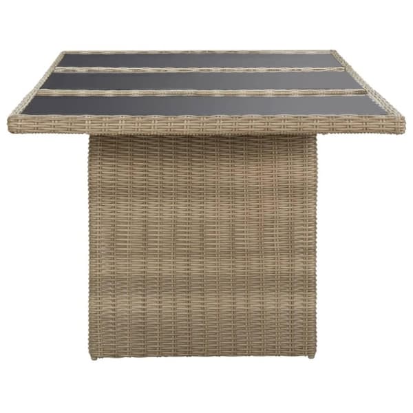 vidaXL Trädgårdsbord brun 200x100x74 cm glas och konstrotting