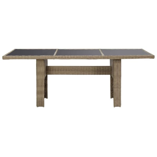 vidaXL Trädgårdsbord brun 200x100x74 cm glas och konstrotting