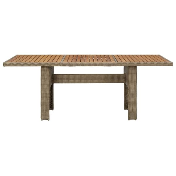 vidaXL havebord 200x100x74 cm polyrattan brun