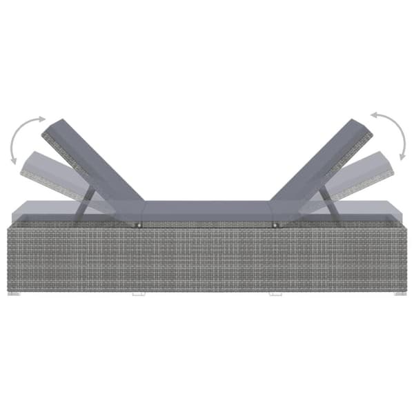 vidaXL loungestole med tebord 3 dele polyrattan grå