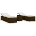 Miniatyrbillede 1 af 11: vidaXL liggestole 3 dele med tebord polyrattan brun