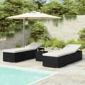 Miniatyrbillede 3 af 11: vidaXL liggestole 3 dele med tebord polyrattan sort