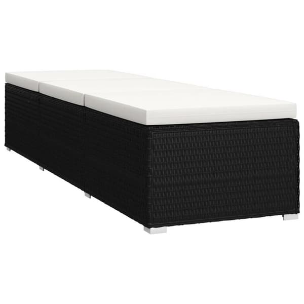 vidaXL Solsängar och sidobord 3 delar konstrotting svart
