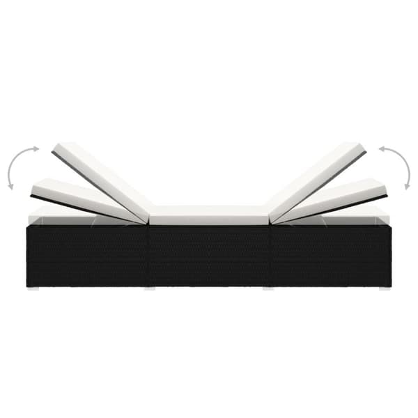 vidaXL Solsängar och sidobord 3 delar konstrotting svart