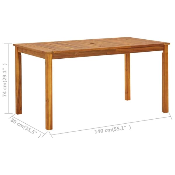 vidaXL Trädgårdsbord 140x80x74 cm massivt akaciaträ