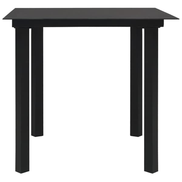 vidaXL Trädgårdsbord svart 80x80x74 cm stål och glas