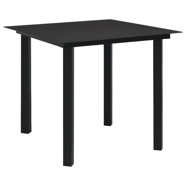 vidaXL Trädgårdsbord svart 80x80x74 cm stål och glas
