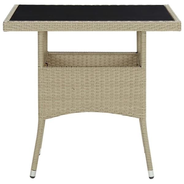 vidaXL udendørs spisebord polyrattan og glas beige