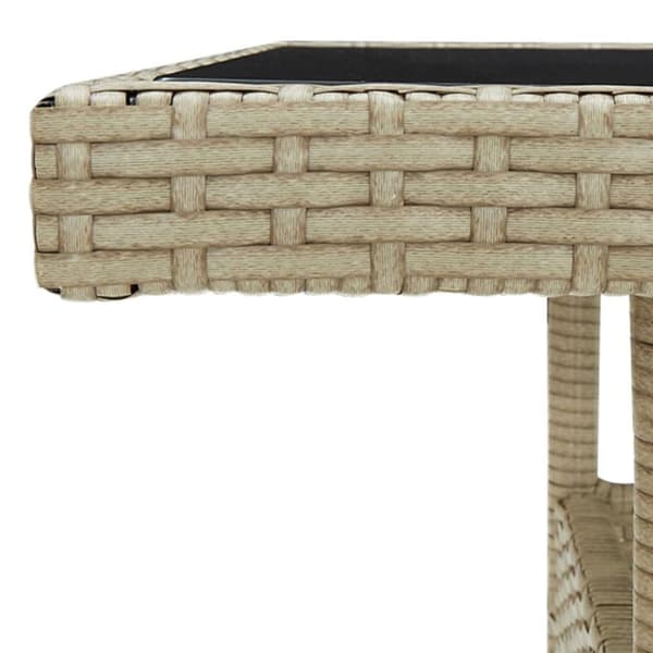 vidaXL udendørs spisebord polyrattan og glas beige