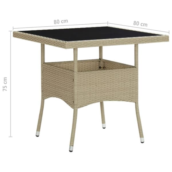 vidaXL udendørs spisebord polyrattan og glas beige