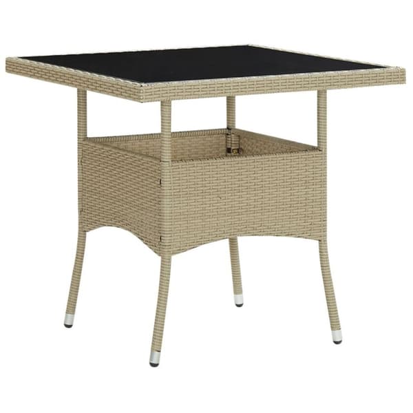 vidaXL udendørs spisebord polyrattan og glas beige