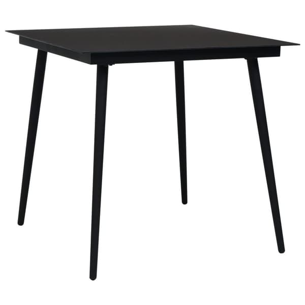 vidaXL havebord 80x80x74 cm stål og glas sort