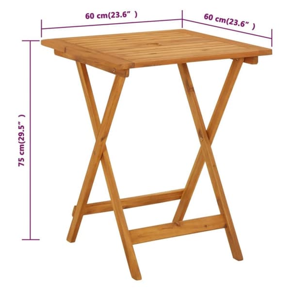 vidaXL foldbart havebord 60x60x75 cm massivt akacietræ