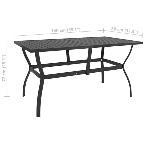 vidaXL Puutarhapöytä antrasiitti 140x80x72 cm teräs
