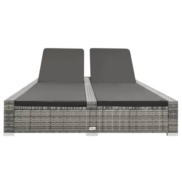 vidaXL 2 hengen Aurinkovuode polyrottinki harmaa