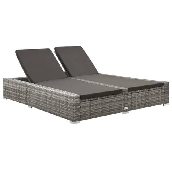 vidaXL 2 hengen Aurinkovuode polyrottinki harmaa