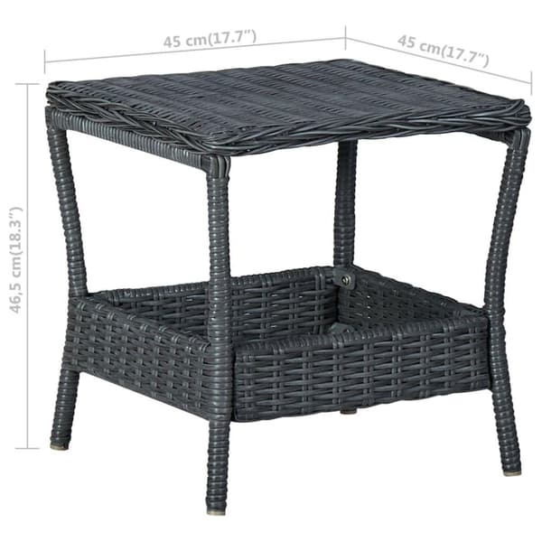 vidaXL havebord 45x45x46,5 cm polyrattan mørkegrå