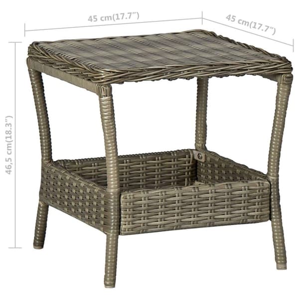 vidaXL havebord 45x45x46,5 cm polyrattan brun