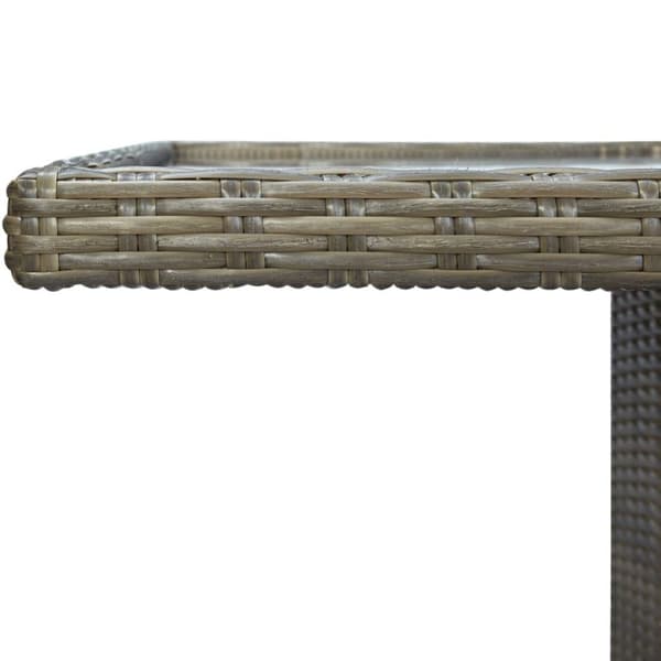 vidaXL havebord polyrattan og hærdet glas brun