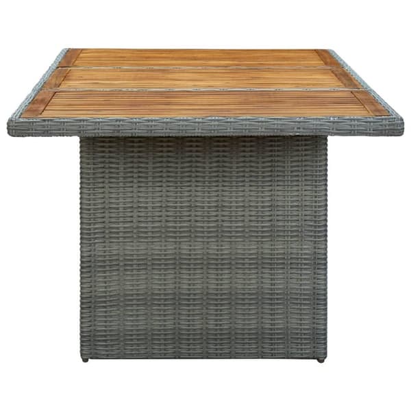 vidaXL havebord polyrattan og massivt akacietræ lysegrå