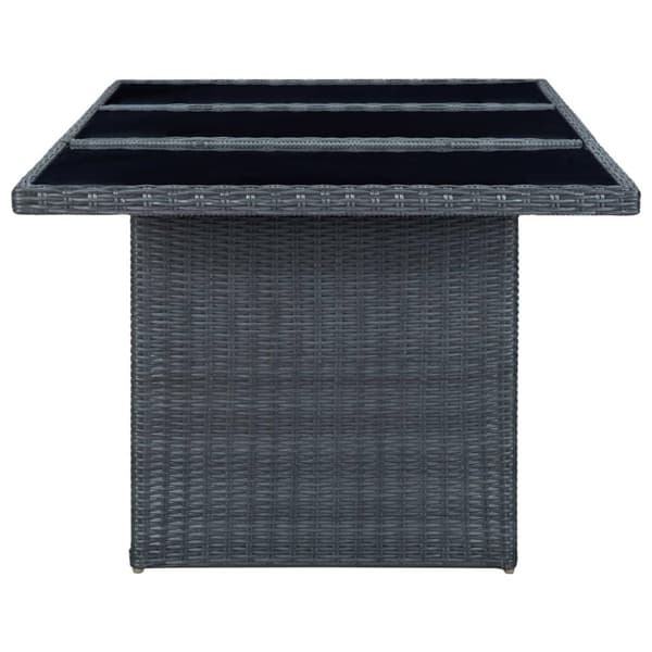 vidaXL havebord polyrattan og hærdet glas mørkegrå