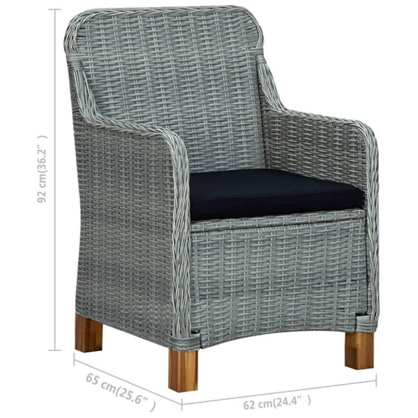 vidaXL havestole med hynder 2 stk. polyrattan lysegrå