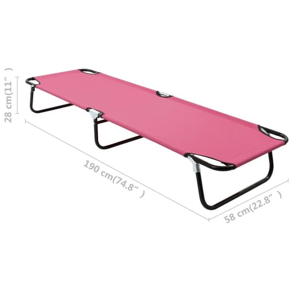 vidaXL foldbar liggestol stål pink