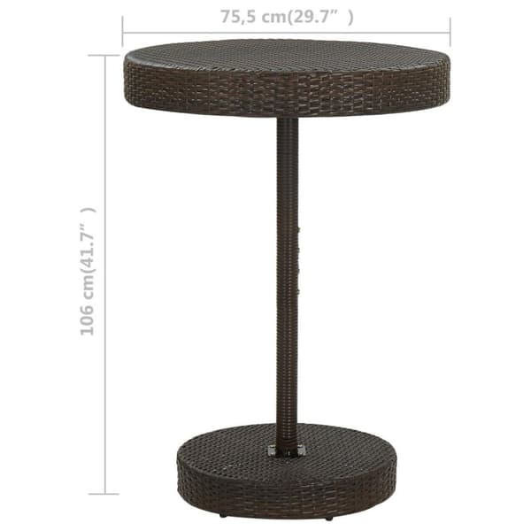 vidaXL havebord 75,5x106 cm polyrattan brun