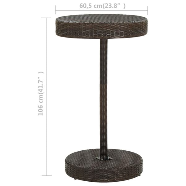 vidaXL havebord 60,5x106 cm polyrattan brun