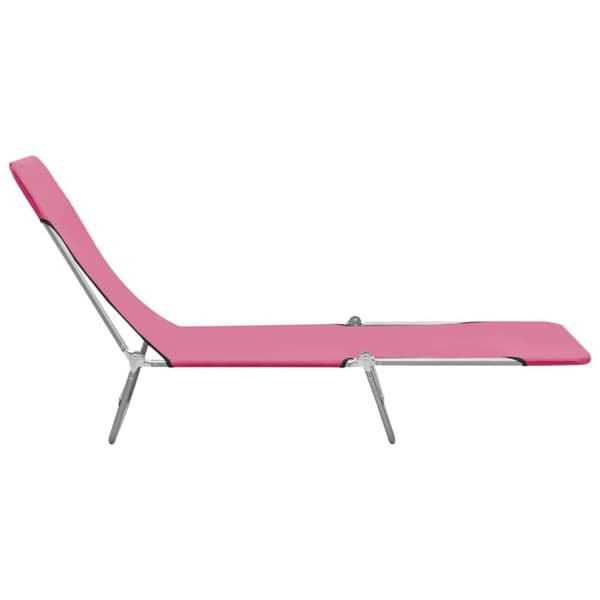 vidaXL Hopfällbara solsängar 2 st stål och tyg rosa