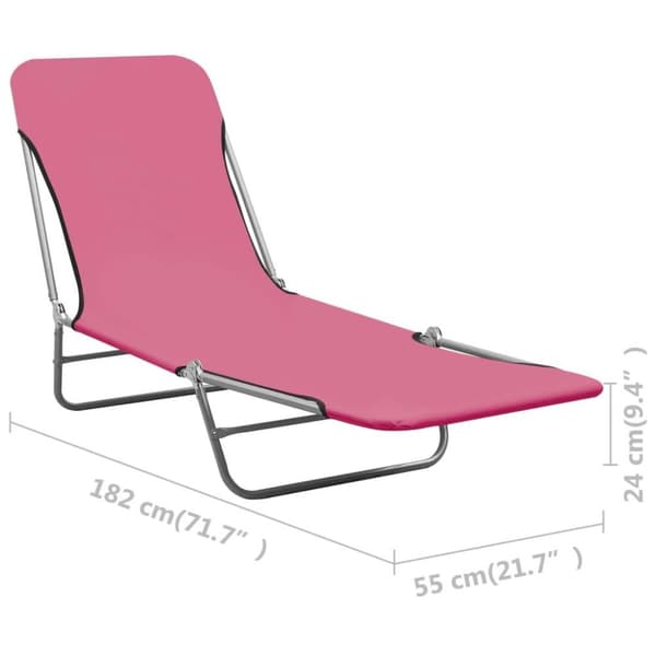 vidaXL Hopfällbara solsängar 2 st stål och tyg rosa