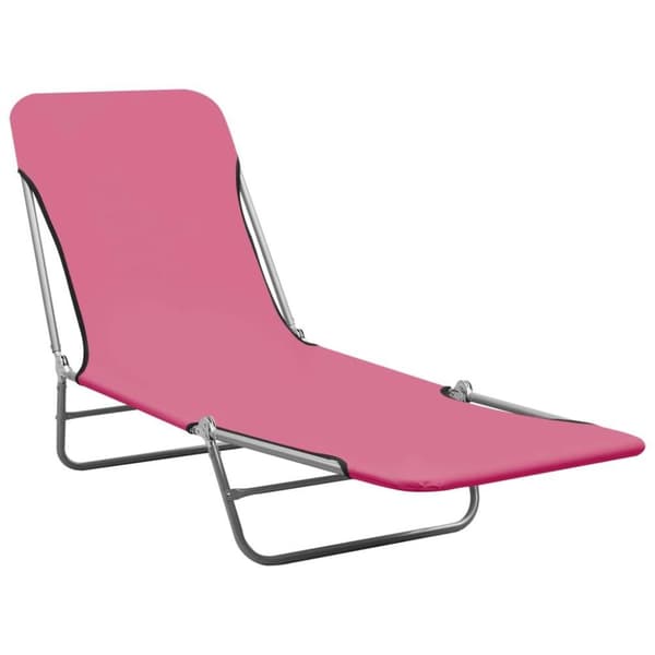 vidaXL Hopfällbara solsängar 2 st stål och tyg rosa