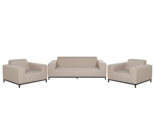 Loungegrupp Beige Tyg med Fotpall 5-sits Vädertålig Utomhus Inomhus