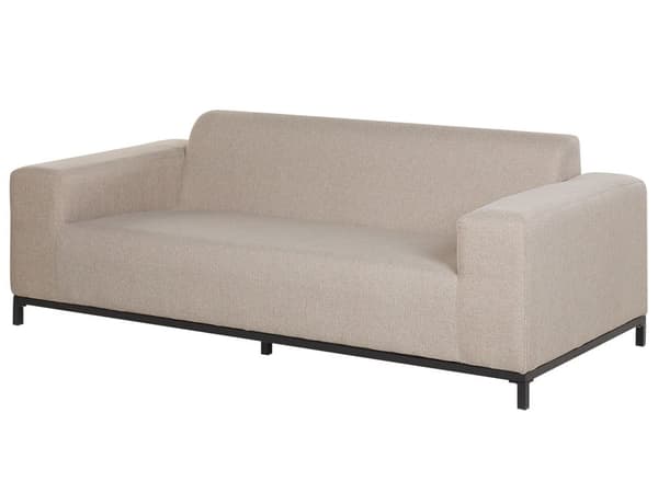 Loungegrupp Beige Tyg med Fotpall 5-sits Vädertålig Utomhus Inomhus