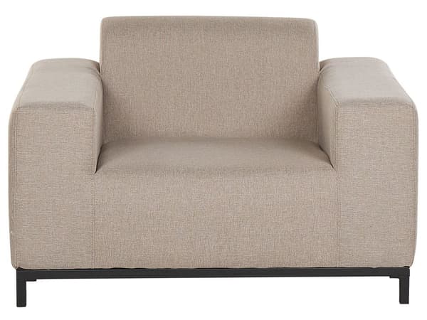 Loungegrupp Beige Tyg med Fotpall 5-sits Vädertålig Utomhus Inomhus