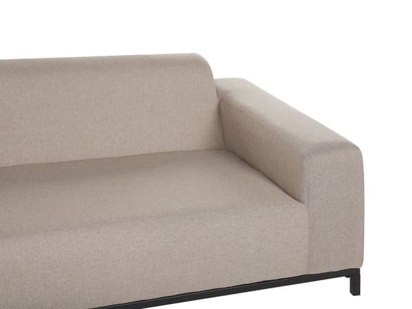 Loungegrupp Beige Tyg med Fotpall 5-sits Vädertålig Utomhus Inomhus