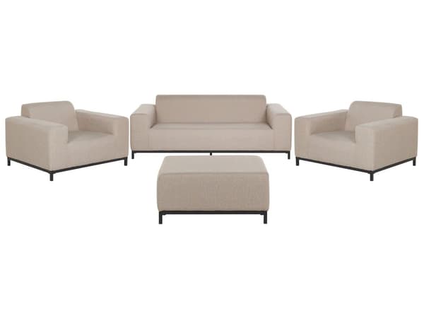 Loungegrupp Beige Tyg med Fotpall 5-sits Vädertålig Utomhus Inomhus