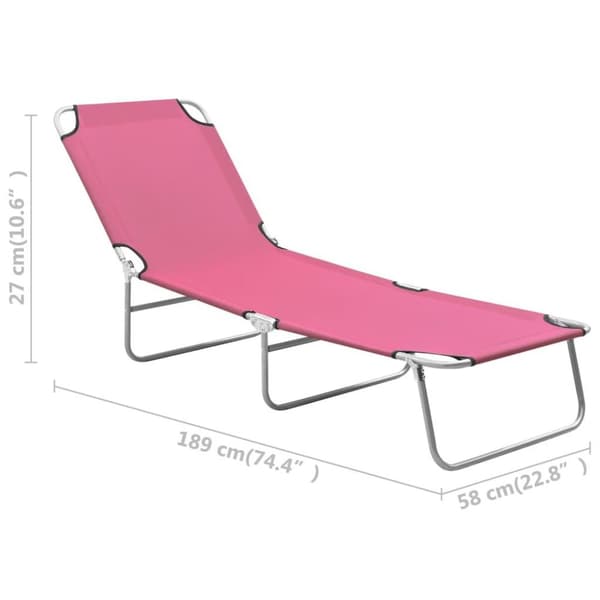 vidaXL foldbar liggestol stål og stof pink