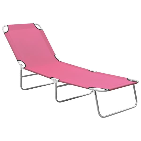 vidaXL foldbar liggestol stål og stof pink