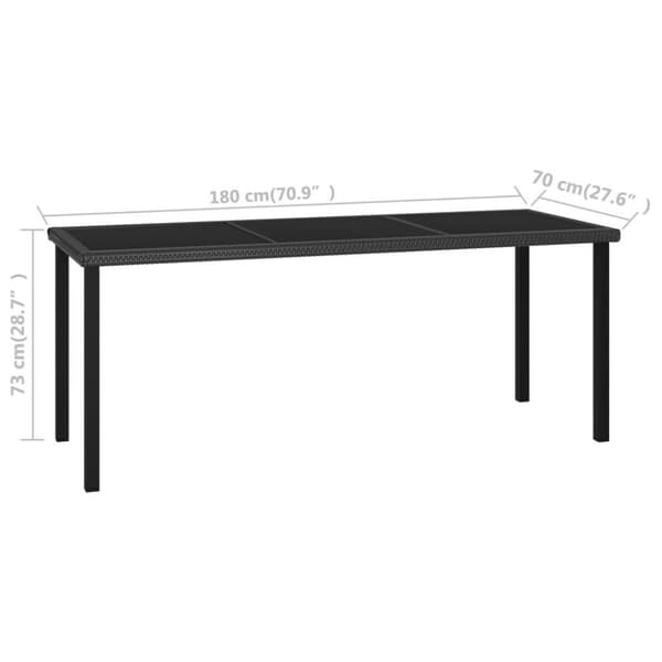 vidaXL Trädgårdsbord svart 180x70x73 cm konstrotting